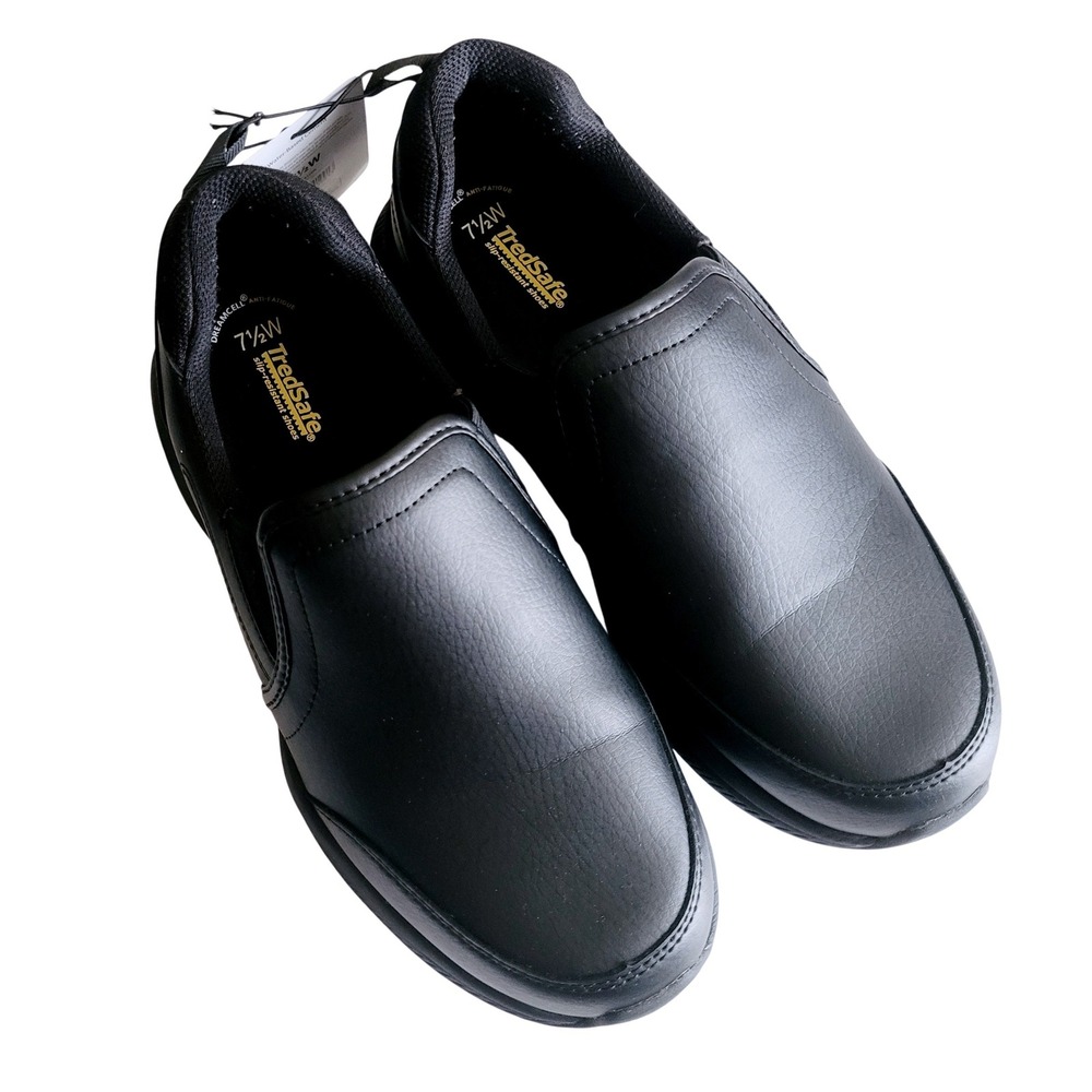 Tredsafe Liam Black Non-Slip Work Shoes- Men's 7.5W Wide auto restaurant Medical